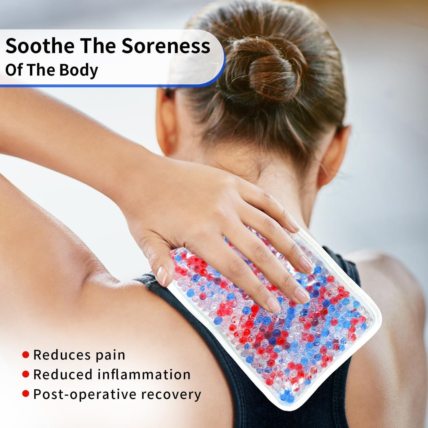 Gel Beads Ice Pack Ice Bag with Strap-1 Pack Reusable Hot & Cold Pack Compress for Knee, Shoulder, Foot, Back, Ankle, Neck, Hip, Elbow, Wisdom Tooth-7.76''x4.93''(Blue)