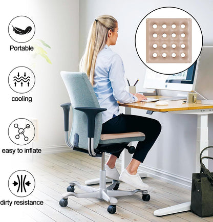 2-Pack Inflatable Seat Cushions, Pressure Relief Waffle Cushion, Ideal for Long Sitting, Office Chairs, Car Seats, Wheelchair Cushions, Comes with 2 Air Pumps, Portable and Comfortable