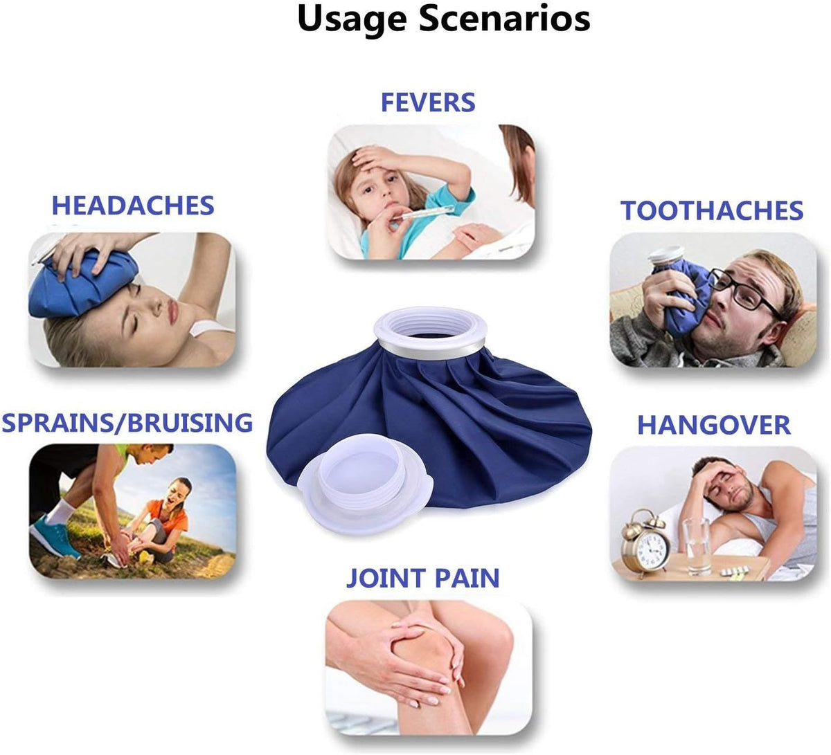 elitehood Reusable Ice Bags for Injuries, Refillable Ice Pack Hot Water Bag