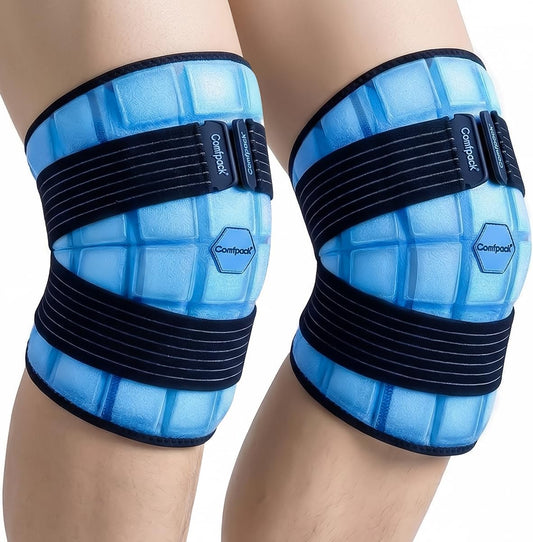 Comfpack Knee Ice Pack Wrap, 2 Hours Ice Pack for Knee Replacement Surgery | Long Lasting Coldness Ice & Compression Therapy for Arthritis Pain, ACL, Swelling, Sports Injuries (23" × 10.3")