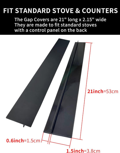 Donpearl 30 inch Black Stove Gap Covers (2 Pack), Silicone Gap Filler for Stove and Counter, Oven Edge Side Gap Guards, Kitchen Range Crumb Catcher Strips between Stovetop and Countertop
