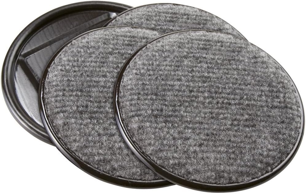 SoftTouch 4" Round Reusable Carpet Bottom Furniture Caster Cups for Office Chairs, Desks, and Carts, Furniture Wheel Caster Cups for Carpet and Hardwood Surfaces, 4-Pack, Gray