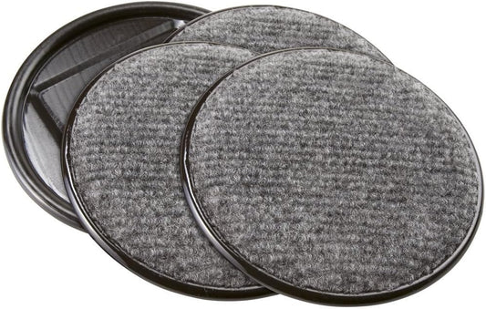 SoftTouch 4" Round Reusable Carpet Bottom Furniture Caster Cups for Office Chairs, Desks, and Carts, Furniture Wheel Caster Cups for Carpet and Hardwood Surfaces, 4-Pack, Gray