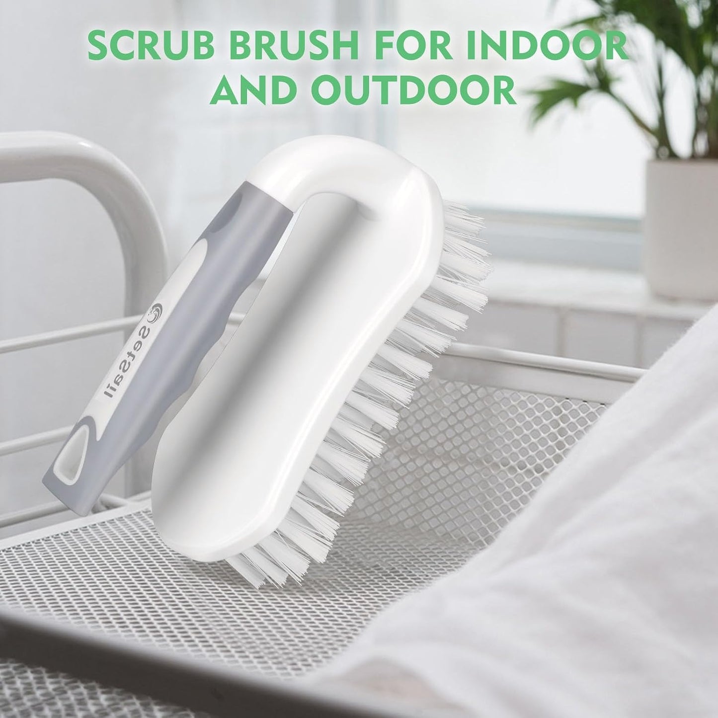 SetSail Scrub Brush, Heavy-Duty Scrub Brushes for Cleaning with Stiff Bristles Cleaning Brush for Shower, Bathroom, Carpet, Kitchen and Bathtub Scrubber - 2 Pack | Durable Bristles Ergonomic Non-Slip Tpr Grip. U-Style Hanging Loop for Storage. Use for