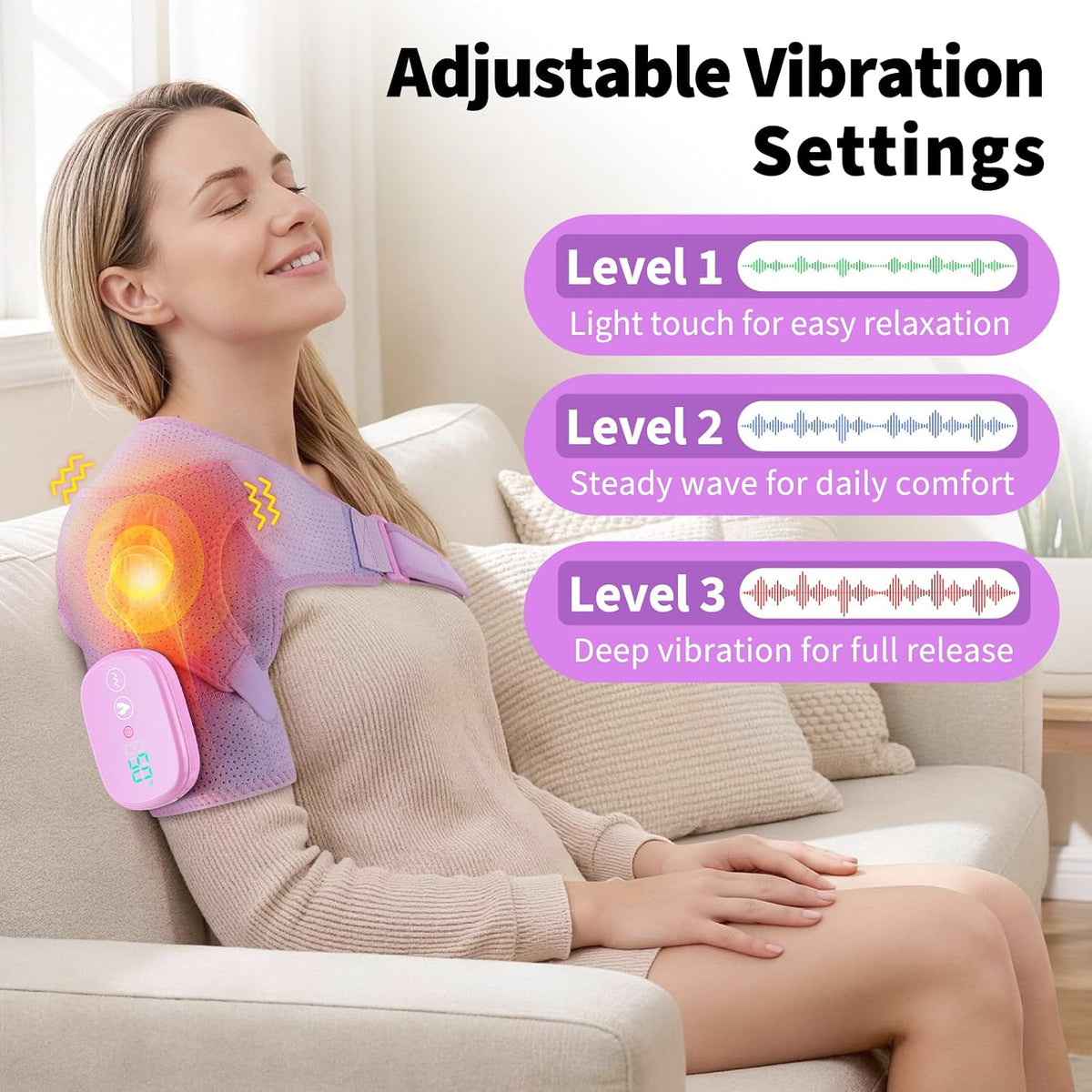 Shoulder Heating Pad with Massage, Rotator Cuff Shoulder Brace for Frozen