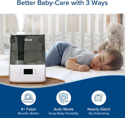 Levoit Humidifiers for Bedroom Large Room, 6L, 60H Runtime, 26dB, Smart App
