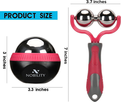 Nobility Massage Ball Roller– Ice Cold and Hot for Deep Tissue and Sore Muscle Relief of Stiffness and Stress, Body, Neck, Back, Foot, Plantar Double Black
