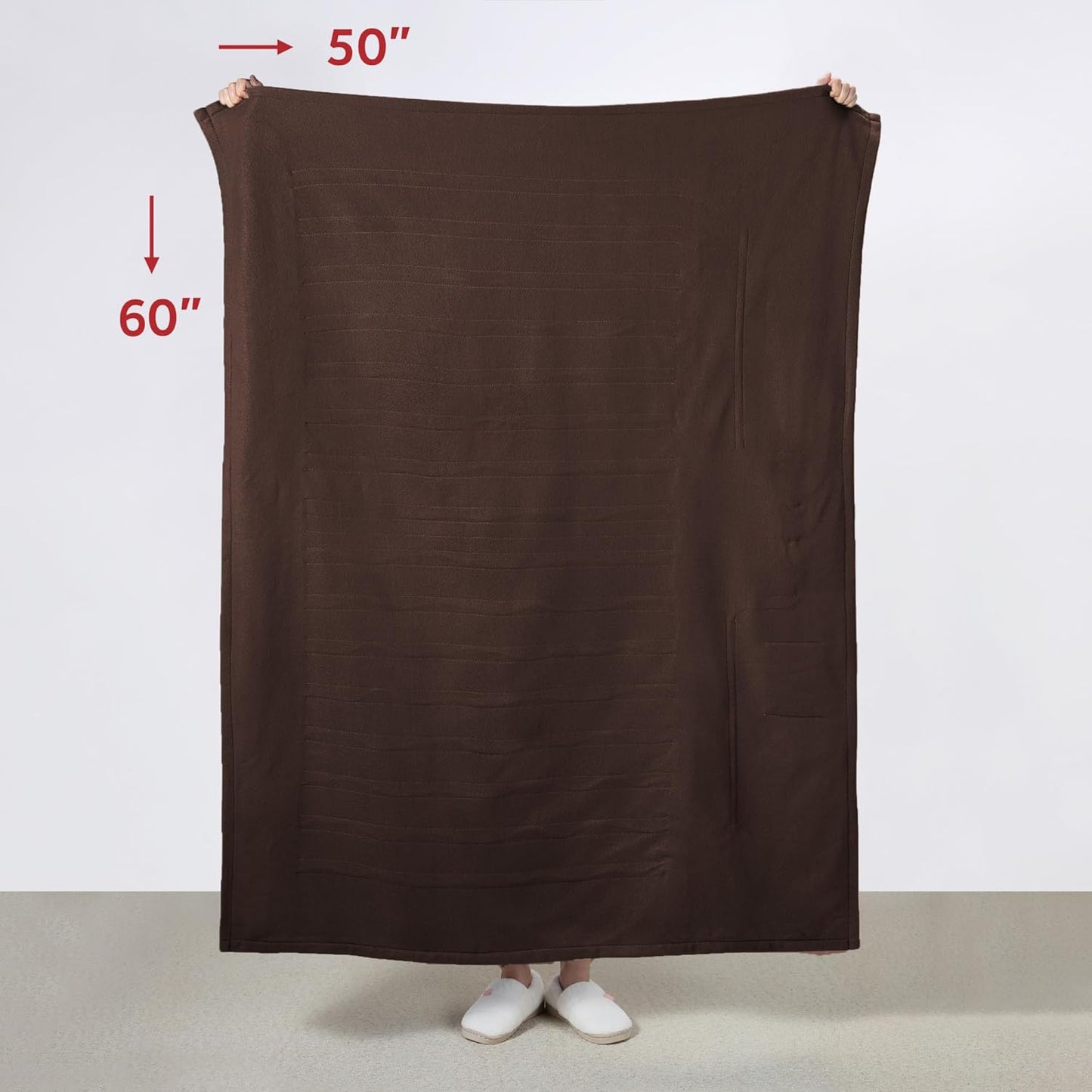 Sunbeam Electric Throw Royal Luxe Microplush Heated Blanket, 4 Heat Settings, 4-Hour Auto Shut-Off, Fast Heating, Warm and Cozy, Walnut Color, 50" x 60"