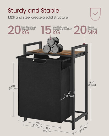 VASAGLE Laundry Hamper, Laundry Basket Sorter with 3 Pull-Out and Removable Bags, Shelf, Metal Frame, 3 x 10.6 Gallons (40 L), 36.4 x 13 x 28.4 Inches, Cappuccino Beige and Natural Beige UBLH301LH01