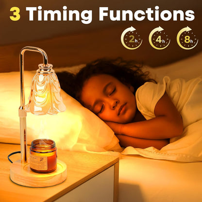 Candle Warmer Lamp with Timer and Dimmer, Electric Wax Warmers for Scented Candles with 5 Brightness Settings, Anti-Glare Lamp with Adjustable Height, Home Decor, Gift for Birthday, Valentines