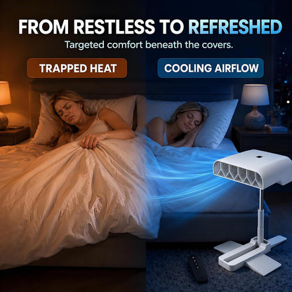 Bed Fan Under Sheets, Rechargeable Cordless Bed Cooling System for Hot Sleepers and Night Sweats, 5-Speed Quiet Mattress Fan with Remote, Adjustable Height 8.6–20.8 Inches