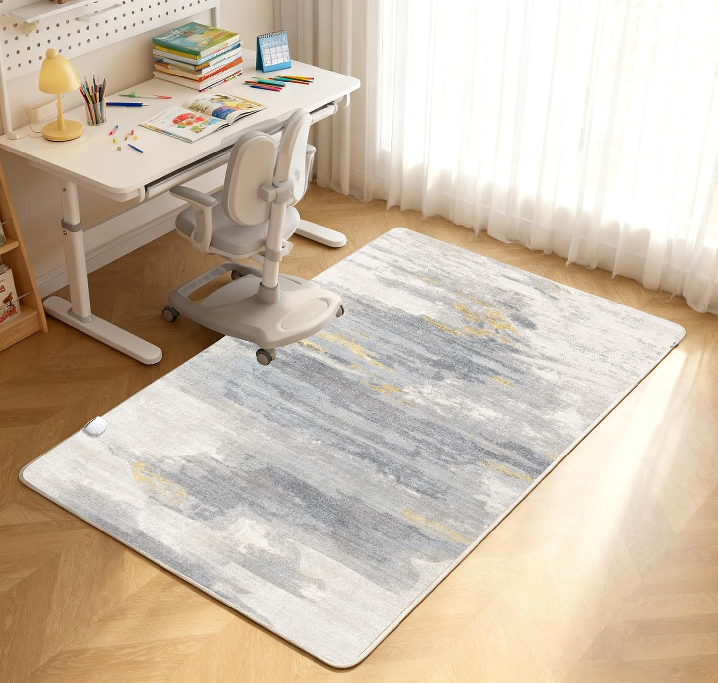 Electric Heated Carpet 35x55in Soft Plush Heating Rug 450W CX | Instant Warmth in 30s, 60 Heat Levels 12h Timer, Energy Efficient Safety Protection Ideal for Home Office Playroom 120V