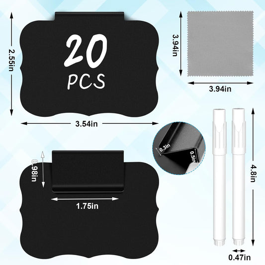 23PCS Basket Labels Clip On, 20 Removable Labels for Storage Bins | Kitchen Pantry Label, Plastic Storage Bin Label With 2 Chalk Markers & 1 Wipe, Label Holder, Basket Tags, Bin Clips (Black)