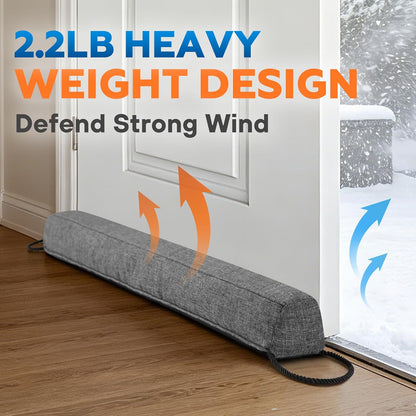 Comfyanno 38” Weighted Under Door Draft Stopper, 2.2lb Door Wind Blocker | Fits 3” Large Gap, Block Air Draft from Bottom Door, Fits Front Door, Bedroom Door, Interior Door, Easy to Install, Black