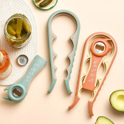 Jar Opener for Seniors with Arthritis,Jar Opener for Weak Hands,5-in-1 Bottle Opener,4-in-1 Can Opener (A-Blue)