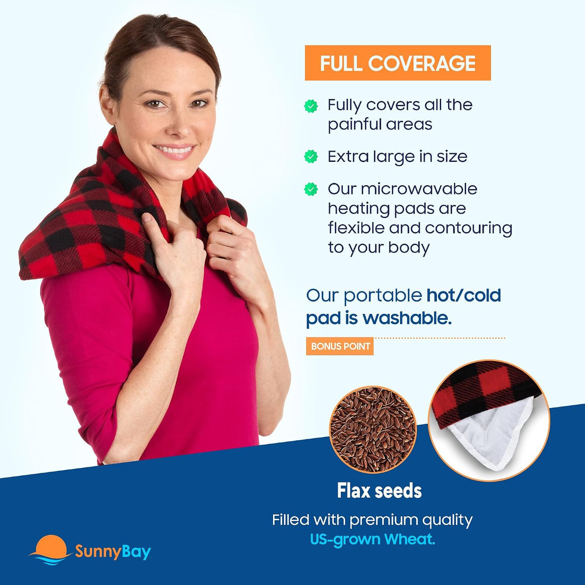 SunnyBay Extra Large Heating Pad, 10x24 inch, 2.8 lb, Navy Blue