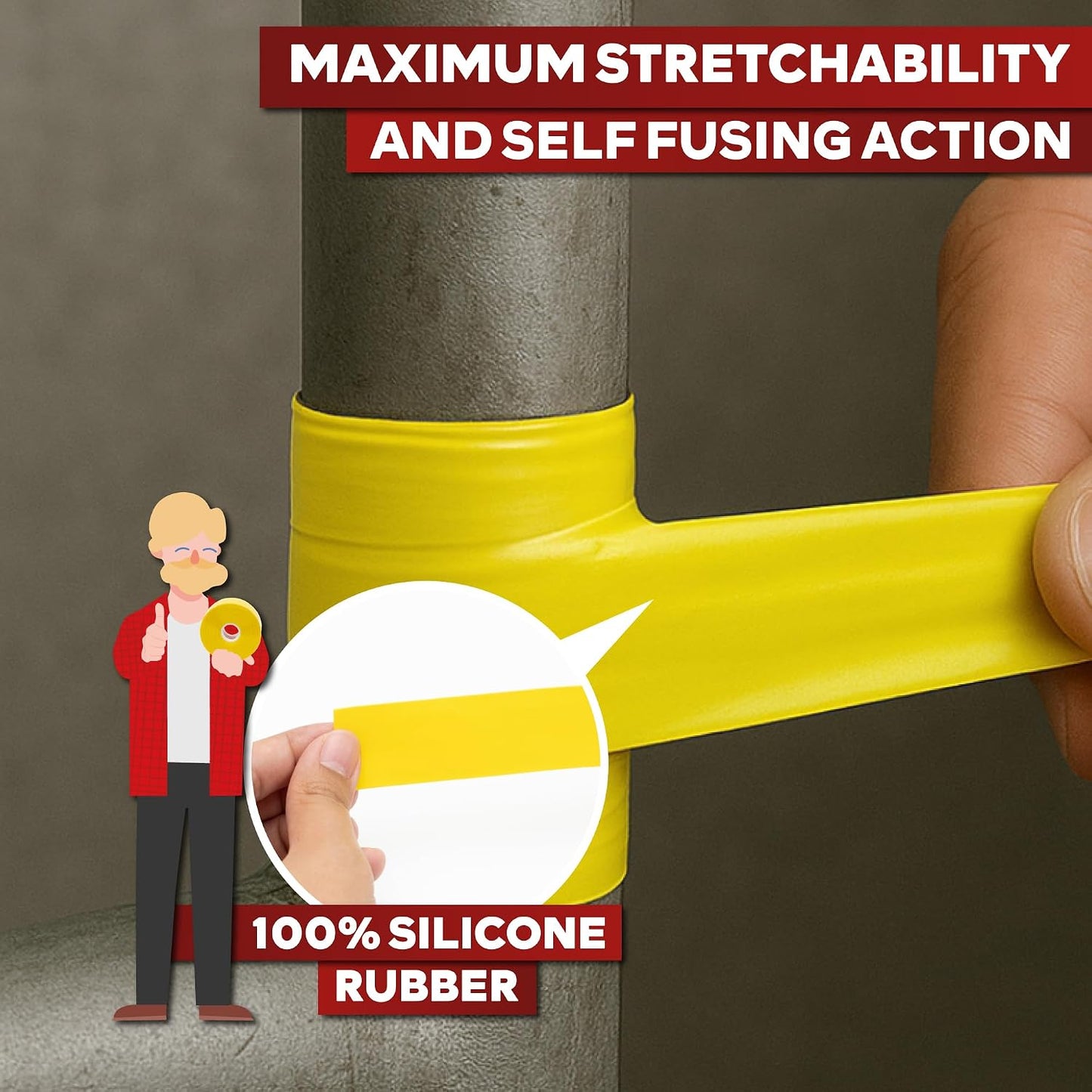 XFasten Self Fusing Silicone Tape Waterproof – 1" x 36 Feet Black, Self Amalgamating Tape, Silicone Rubber for Plumbing, Sealing Pipes, Hose Repair, Outdoor Coax and Electrical Cables – Weatherproof