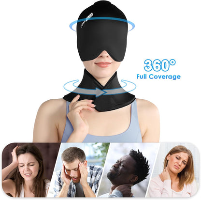 ComfiTECH Cold Cap and Neck Ice Pack Wrap Gel Combo, Care Package for Head and Cervical, Medium | Flexible after Frozen, Cold Cap & Cervical Cold Pack, Relieve Head & Eye, Stiff Neck, Office Tension, Sports Soreness