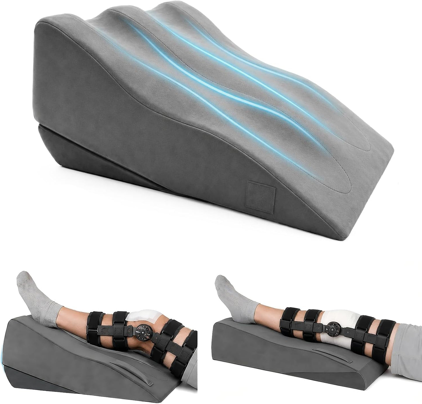 Adjustable Height Leg Elevation Pillows for After Surgery, Single Leg