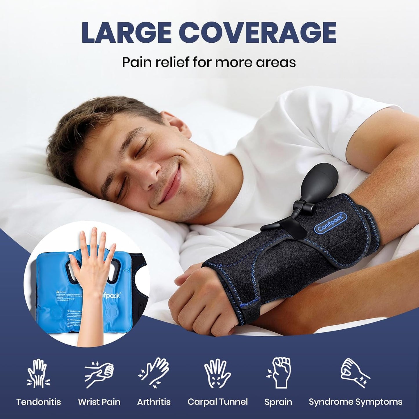 Compression Ankle Ice Pack Wrap for Foot Pain Relief | Ankle Support Brace with 2 Hot Cold Packs for Injuries, Plantar Fasciitis, Sprain & Fracture, Achilles Tendonitis, Surgery