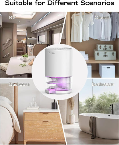Dehumidifier, 35 oz Small Dehumidifiers for Home, Bathroom, Bedroom, Rooms, Ultra-Quiet with Sleep Mode, 7 Color Lights & Auto Shut Off, Compact & Portable for Closet, RV, Basement, Energy Saving