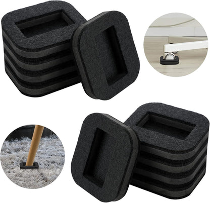 Blulu 12 Pcs Felt Caster Cups Furniture Pads for Hardwood Floors Wheel Stoppers for Rolling Chairs for Office Bed Home Prevent Scratches(Black)