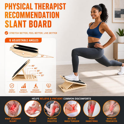 3 in 1 Adjustable Wooden Slant Board for Stretching & Physical Therapy, Anti-Slip 5 Angle Portable Calf & Achilles Tendon Stretching Board, 400 lbs Capacity, Improve Flexibility, Foot Pain Relief