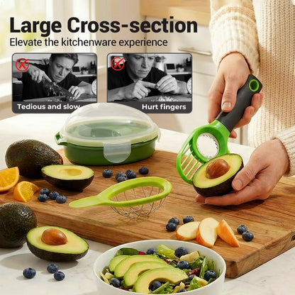 3 in1 Avocado Tool Split, Pit, and Slice, Avocado 3 Piece Set, Includes Avocado Slicer, Cutter and Airtight Storage Container,Kitchen Gadget (1 pcs)