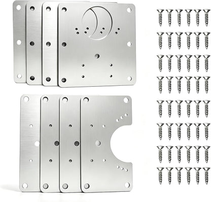 8Pcs Cabinet Hinge Repair Plate Kit, Hinge Fixing Brackets with Screws | Thickened Hinge Fixing Brackets, Cabinet Door Hinge Repair Plates for Kitchen Cupboard, Furniture Drawer & Wooden Cabinet