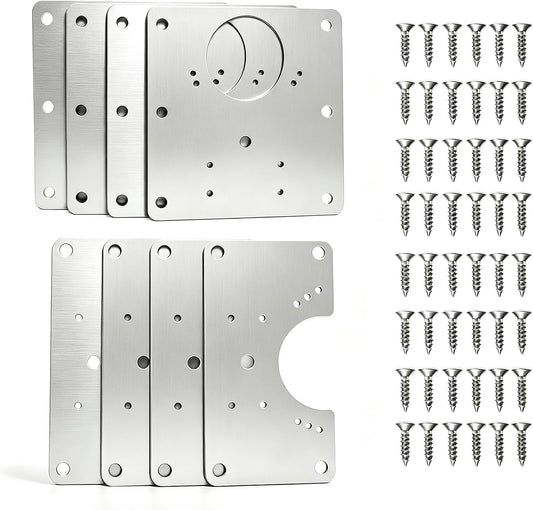 8Pcs Cabinet Hinge Repair Plate Kit, Hinge Fixing Brackets with Screws | Thickened Hinge Fixing Brackets, Cabinet Door Hinge Repair Plates for Kitchen Cupboard, Furniture Drawer & Wooden Cabinet
