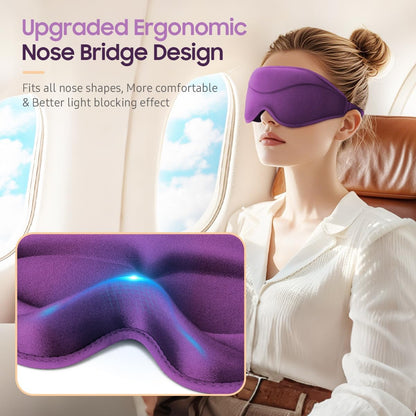 BeHoomi Sleep Mask, Premium Eye Mask for Sleeping, Total Blackout, Super Soft Comfort, Adjustable Fit, Upgraded 3D Ergonomic Designed Sleeping Mask for Home, Office, Travel, Meditation, Yoga, Pink