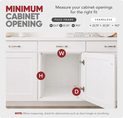 Rev-A-Shelf Pullout Organizer for Cabinets, Min Opening Width of 18" | STwo-Tier Steel Shelf for Kitchen or Vanity Cabinet Organization, Heavy Gauge Wire Slide Out Storage Basket, 5WB2-1822CR-1