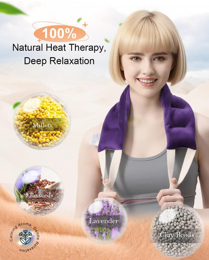 COMOIL Microwave Heating Pad for Neck and Shoulders Back with Handles,Heated Neck Wrap,Reusable Warmer,Moist Hot Packs,Microwavable Weighted Bag,Cold and Warm Compress