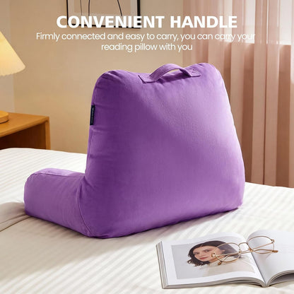 Reading Pillow with Adjustable Memory Foam,Adult Backrest with Arms, Back Pillow for Sitting in Bed with Washable Cover- Large, Gray