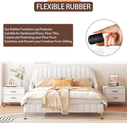 12Pcs 2.5in Furniture Coasters Non-Slip Bed Leg Pads Round Rubber Anti Sliding Caster Cups for Hardwood Floors Brown