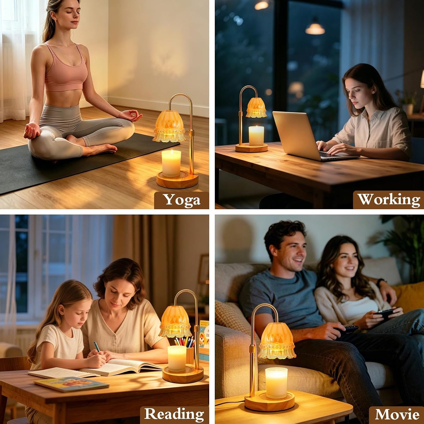 Candle Warmer Lamp with Timer,Birthday Gifts for Women Home Decor | Timer Dimmable,Height Adjustable,Glass Lampshade,Holiday Gift,Includes 2 Bulbs