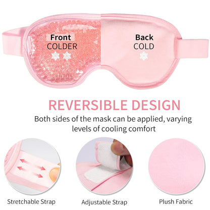 Cooling Eye Mask with Gel Beads, Reusable Cold Eye Mask for Puffy Eyes, Dark Circles, Sleep, Relaxation, Soft Cooling Eye Pads for Men Women（Purple）