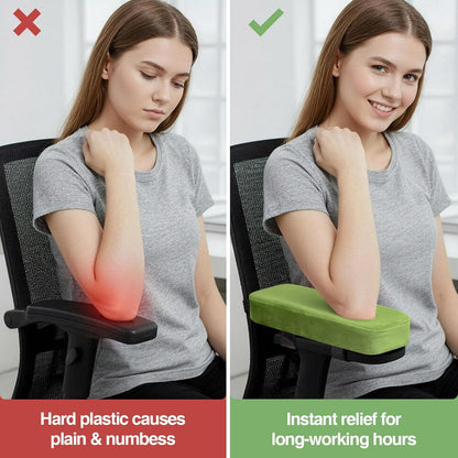 Smiry Memory Foam Office Chair Armrest Pads, Non-Slip Armrest Cushion | Ergonomic Arm Rest Pads with Adjustable Buckles and Straps, Elbow Relief for Desk, Gaming & Wheelchair, Black, Set of 2