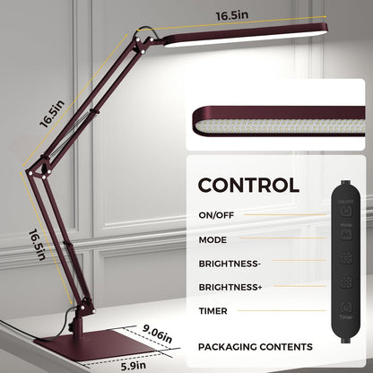 SKYLEO Desk Lamp for Home Office, Eye Comfortable LED Desk Light for Long Hours, Adjustable Swing Arm with Memory Function, Black