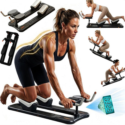 Crawling Training Machine Spine Twist & Stretch Trainer Effective Waist & Spine Workout, 3 Adjustable Height LED Counter 230kg Capacity,Detachable,for Full-Body Workout (Black, 57in)