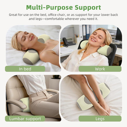 Organic Buckwheat Cervical Neck Pillow, Adjustable Neck Roll for Sleeping, Ergonomic Neck Support Bolster for Side & Back Sleepers, Firm Support Pillow for Neck Pain Relief & Spine Alignment