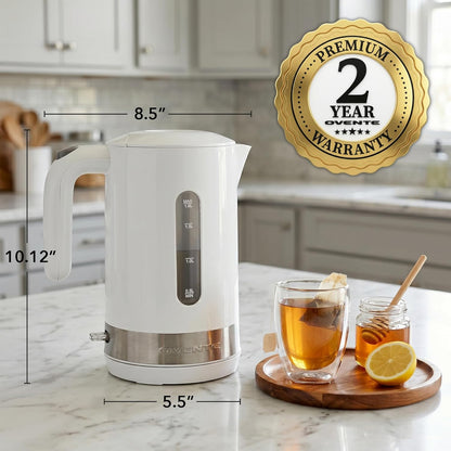 OVENTE 1.8L Electric Kettle with 1500W Fast Boiling Heater, Black KP413B | Best For Coffee or Tea, BPA-Free, Easy-Fill Lid, Water Level Window, Auto Shut-Off & Boil-Dry Protection, Removable Filter