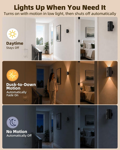 EZVALO Motion Sensor Wall Sconces with Remote, Rechargeable Battery Operated 4000mAh Wall Lights, 3 Color Temperatures & 12 RGB, Wireless LED Lighting for Hallway, Living Room (Brushed Gold, 2 Pack)