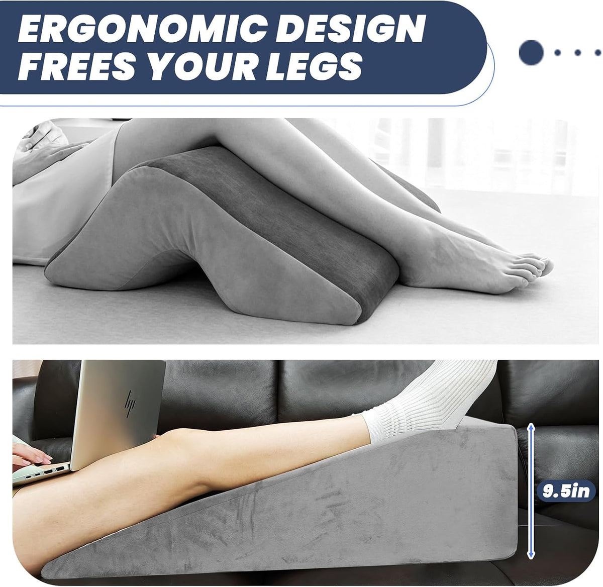 2 Adjustable Arc-Designed Leg Elevation Pillow for After Surgery – Knee Replacement Recovery Aid, Bone Foam Knee Surgery Pillow for Hip & Ankle Pain Relief