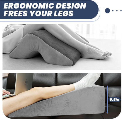 2 Adjustable Arc-Designed Leg Elevation Pillow for After Surgery – Knee Replacement Recovery Aid, Bone Foam Knee Surgery Pillow for Hip & Ankle Pain Relief