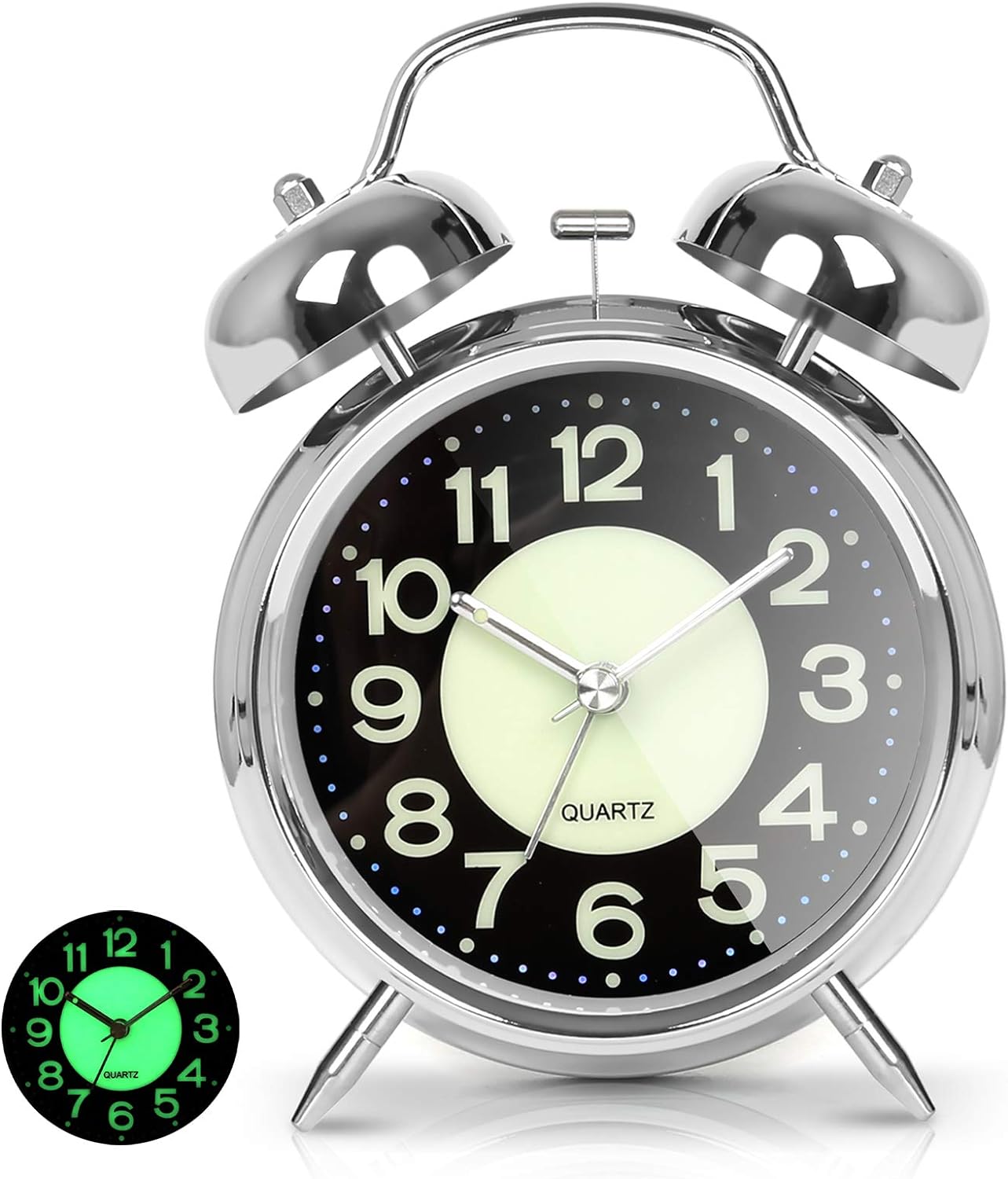 AYRELY® Super Loud Alarm Clock for Heavy Sleepers, 4.5 Inch Twin Bell Retro | Silent Non-Ticking Quartz with Backlight, Luminous Dial, Metal Alarm Clocks for Bedrooms and Bedside