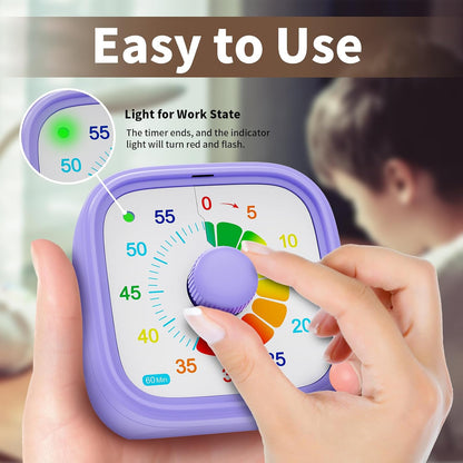 Visual Timer, Pomodoro Timers for Kids Adults, 60-Minute Countdown Desk Timer for Productivity, Silent ADHD Timer for Kids Toddlers, Kitchen for Cooking (Blue)