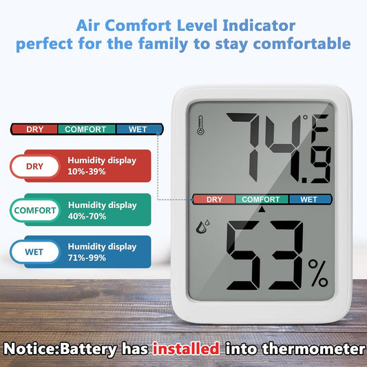 Digital Thermometer Hygrometer, Large LCD Screen Room Thermometer Temperature, Wall Thermometer Humidity Indoor with High Accuracy, Suitable for Greenhouse, Home and Office Measuring Devices
