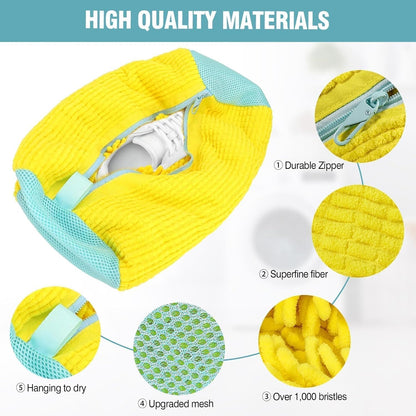 Shoe Washing Machine Bag, Shoe Laundry Bag for Washer and Dryer | 2 Pack Shoe Cleaning Bag for Sneakers & Tennis Shoes, XXL Size, Shoe Protection, Dry Bags, Zipper Hook, Travel & Dorm Storage