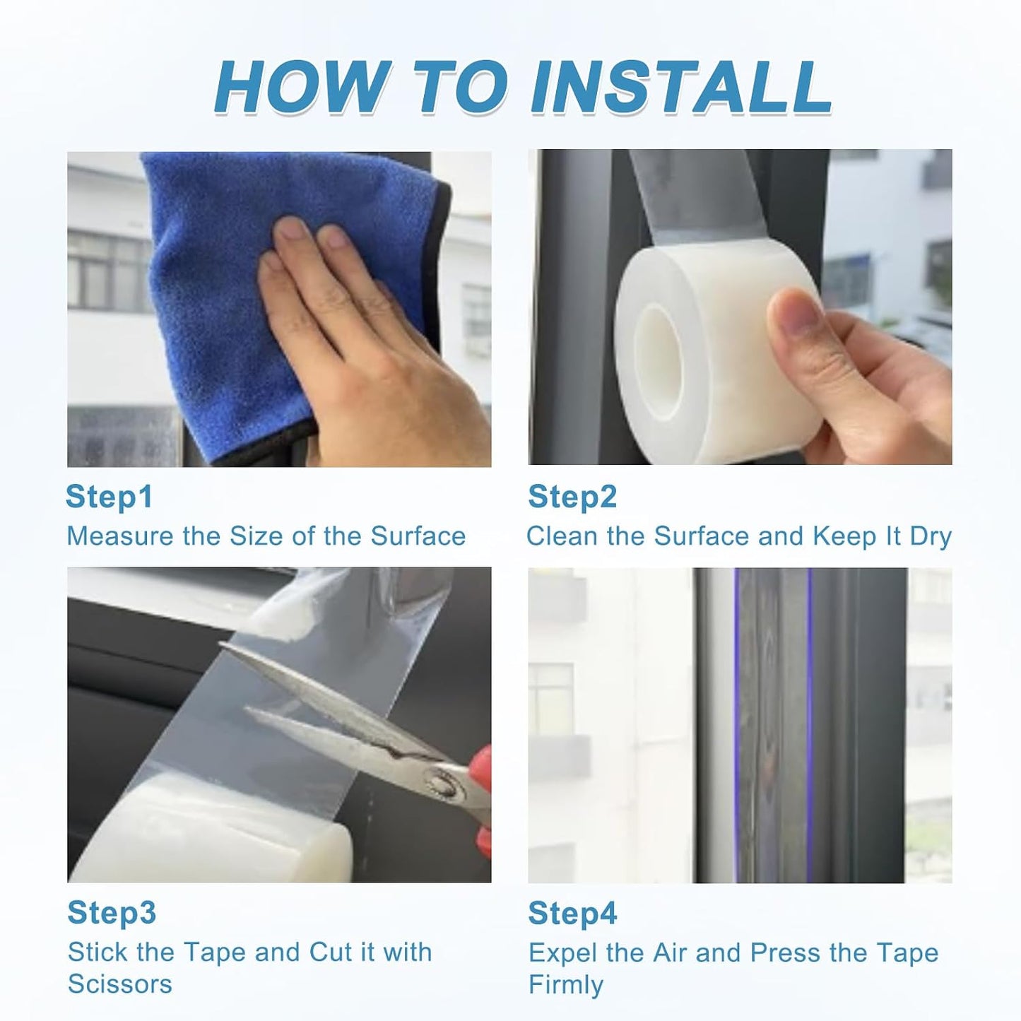 Window Sealing Tape 2 Inch x 33 Ft Transparent Window Insulation Waterproof Nano Draft Isolation Tape Clear Weather Stripping Caulk Tape for Window and Bathroom Shower Glass Side Gaps